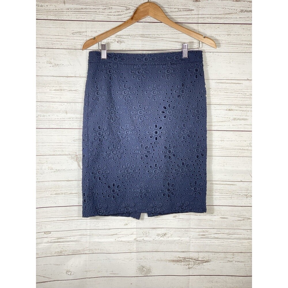 J. Crew  No 2 Pencil Skirt Navy Eyelet Women’s Size 4
